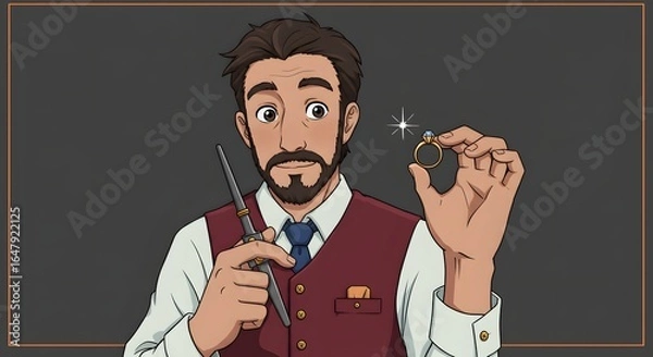 Fototapeta Jeweler Displaying a Ring with a Gem