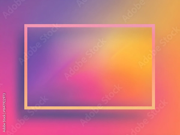 Fototapeta Glowing neon frame on a vibrant gradient background