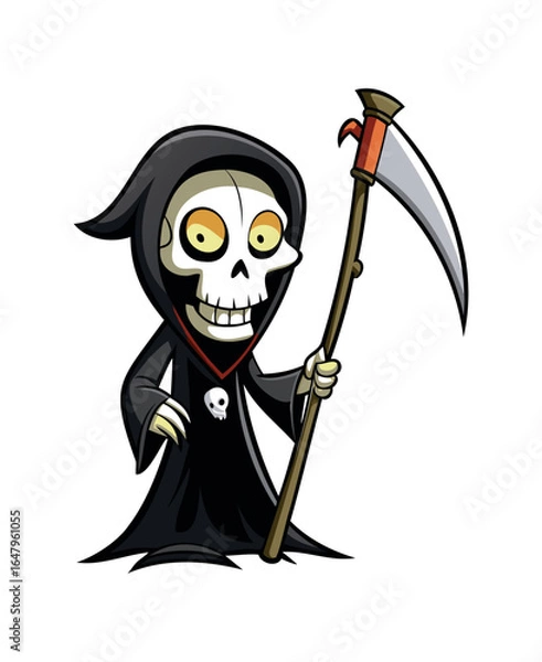 Fototapeta Cartoon Grim Reaper with Scythe Vector Illustration