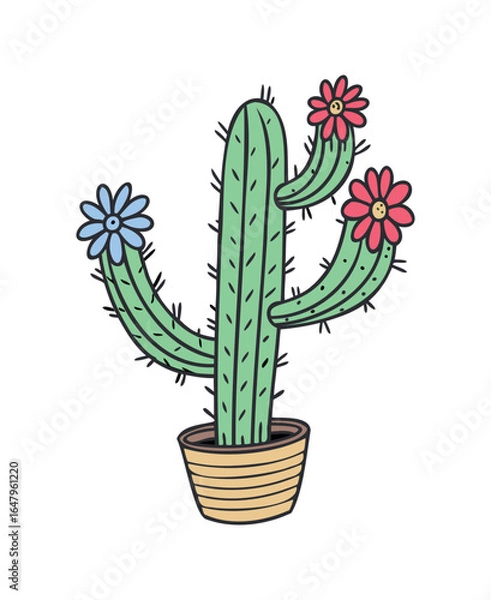 Fototapeta Colorful Cactus Flower Vector Illustration
