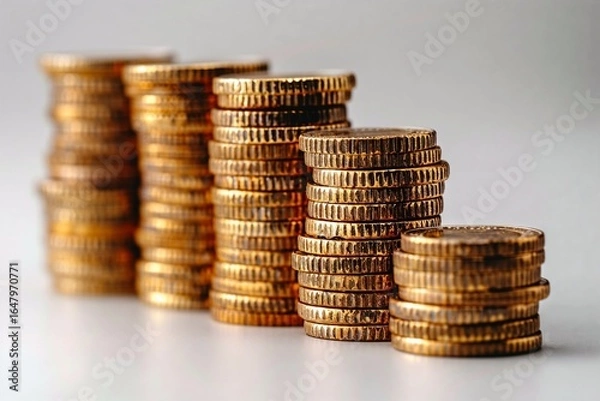 Fototapeta A golden pile of coins representing financial growth and success in business