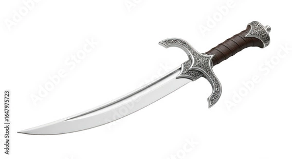 Obraz Ornate curved dagger isolated on transparent background