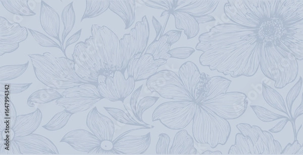Fototapeta Floral print pattern background in provance style, floral background. Pastel tones vintage style wallpaper in vector.