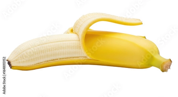 Obraz Isolated Half Peeled Banana