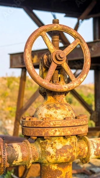 Fototapeta Close-up of a rusty valve