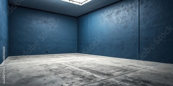 Fototapeta Blue Concrete Room with Sky Light, texture, minimalism