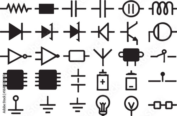 Fototapeta Electronic circuit component symbols resistor