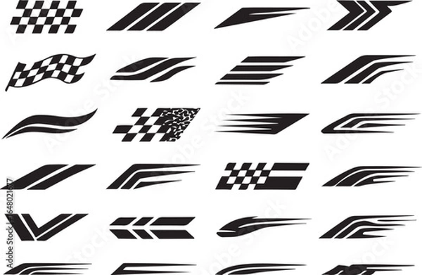 Fototapeta Racing stripe graphics and decals racing stripes checkered flag