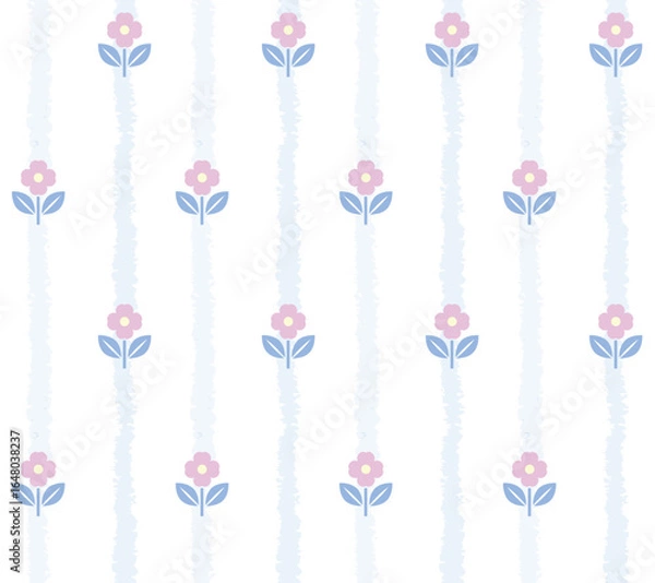 Obraz Cute pattern. Seamless pattern with colorful flowers. Abstract flowers pattern. Floral texture pastel color for design, textile, fabric, paper, wallpaper, scrapbooking, cards, wrapping, vector