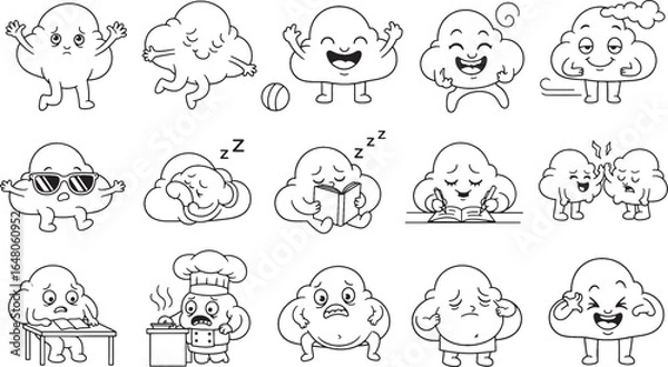 Fototapeta Hand-Drawn Cloud Character Vector Pack