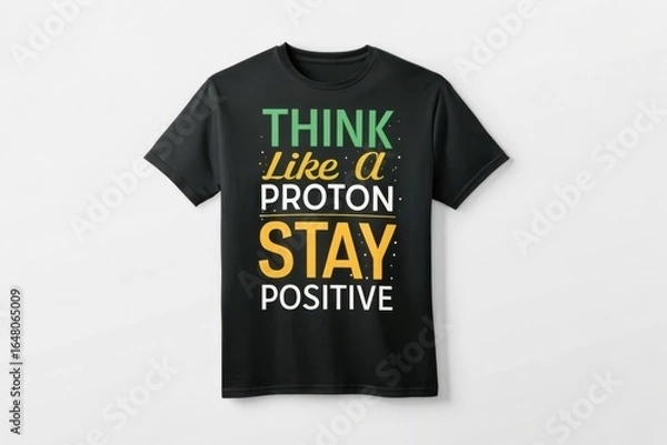 Obraz Black t shirt with positive affirmation text design isolated on white background