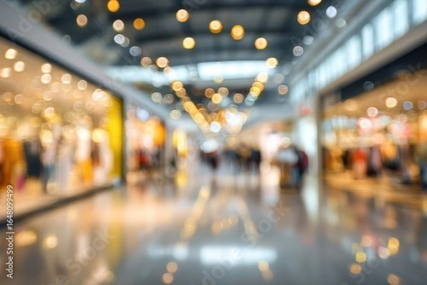 Fototapeta Blurry and bokeh effects of shopping mall interiors for backdrop