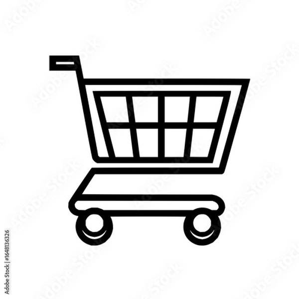 Fototapeta Outline drawing of a shopping cart for online retail and grocery store purchases and shopping 100