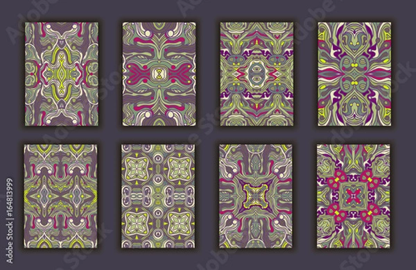 Fototapeta Collection retro cards. Ethnic abstract backgrounds. Card of invitation.