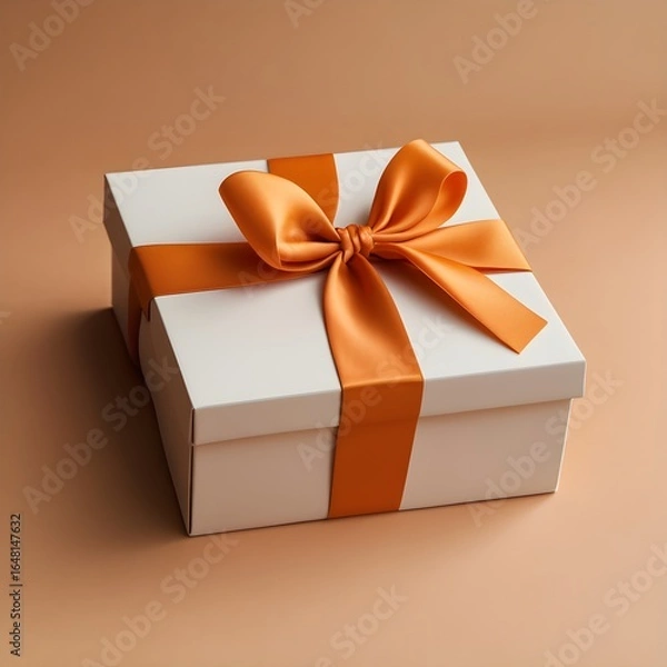 Obraz Orange Ribbon Gift Box: Simple, Elegant Surprise Package