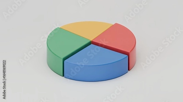 Obraz A 3D pie chart divided into four color-coded sections.