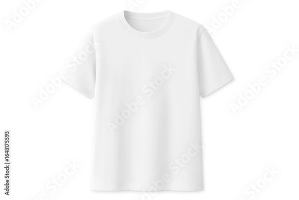 Fototapeta Plain white t-shirt mockup featuring clean design, transparent background highlighting graphic potential