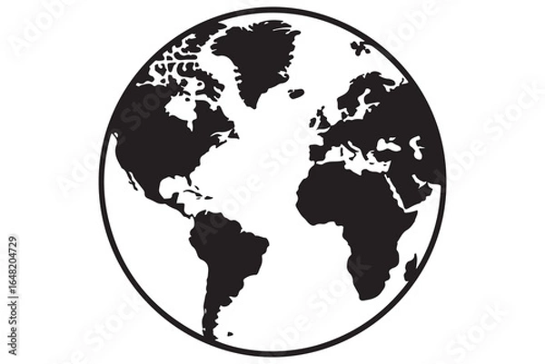 Fototapeta Earth globe silhouette vector icon isolated on white background
