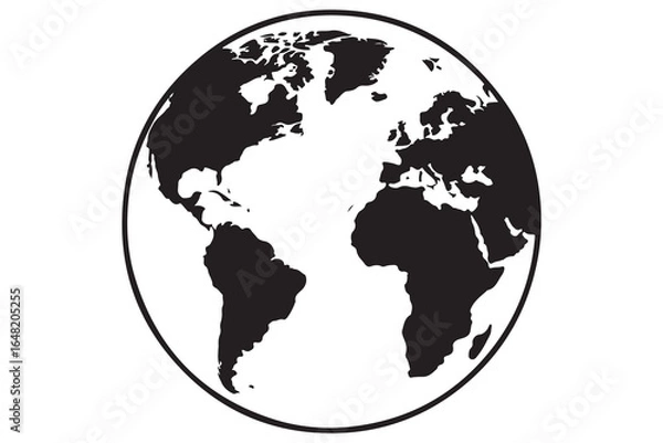 Fototapeta Earth globe silhouette vector icon isolated on white background
