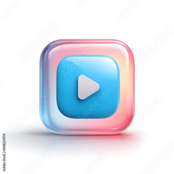 Obraz Play Button Icon 3d rendered, isolated on transparent background