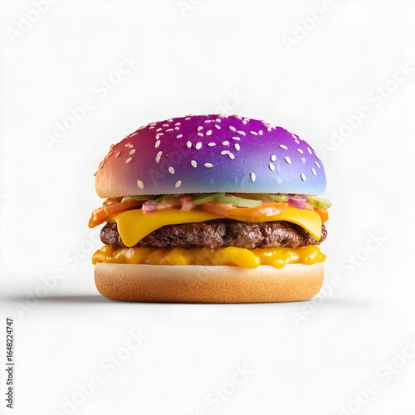 Fototapeta Rainbow Burger, isolated on transparent background