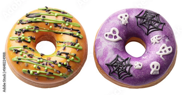 Fototapeta Halloween Spooky Decorative Donuts Bread on Transparent Background