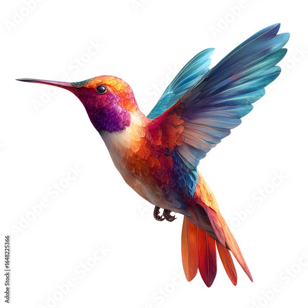 Obraz Vibrant Hummingbird in Flight, isolated on transparent background
