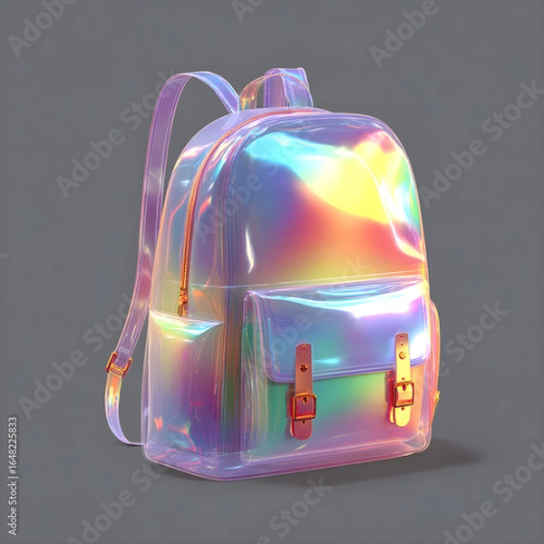 Fototapeta Iridescent Backpack, isolated on transparent background