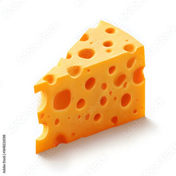 Obraz Swiss cheese wedge, isolated on transparent background