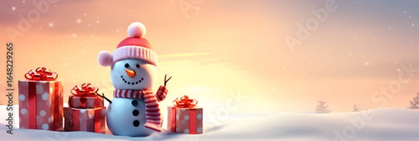 Obraz birthday cake with candles, A photo of a snowman in the winter with a nightmode christmas celebrations background
