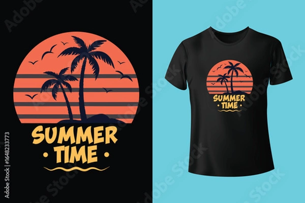 Fototapeta Colorful summer t-shirts on display at a vibrant store during sunny days.	