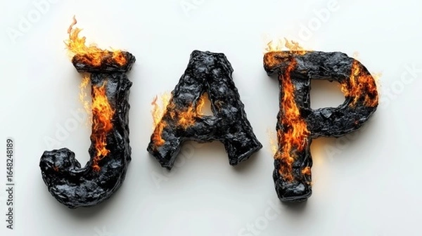 Obraz Realistic Black Fire Alphabet