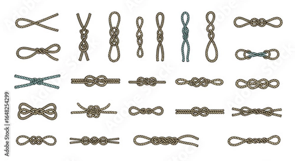 Fototapeta Collection of essential knots for various applications demonstrating craftsmanship and durability in rope work