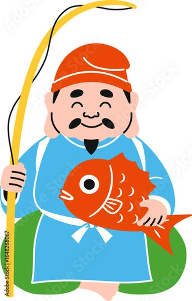 Fototapeta シンプルな恵比寿様のイラスト