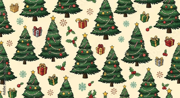 Fototapeta Festive Christmas tree pattern