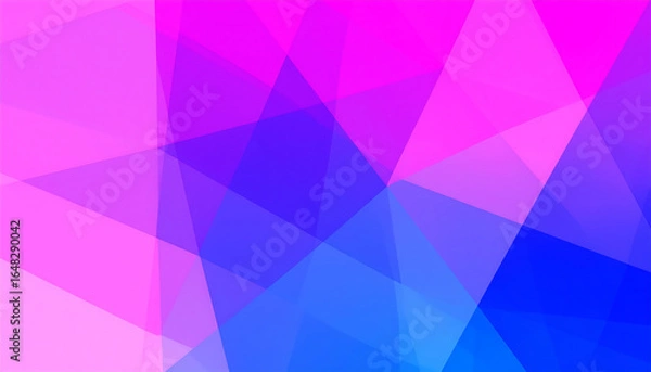 Fototapeta Vibrant abstract geometric background with overlapping triangles in pink, blue, and purple.