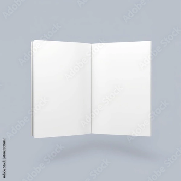 Fototapeta Blank white chart booklet mock up isolated 3d rendering empty opened map mockup clear folded flyer template broadsheet display for scheme or diagram front view book mockup Ultra realistic Pho