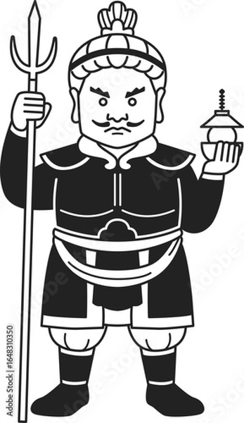 Fototapeta シンプルな毘沙門天のイラスト（白黒）