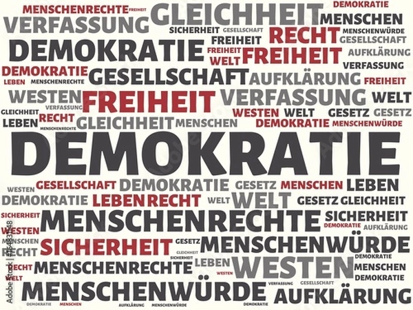 Obraz DEMOKRACJA - DYKTATURA - Obrazy ze słowami z obszaru wspólnoty wartości, słowo, obraz, ilustracja