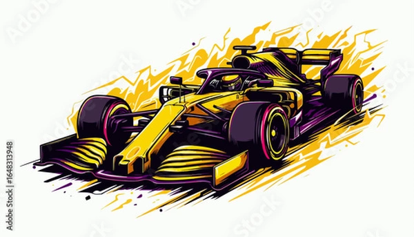 Fototapeta vector illustration of fierce Formula 1 car