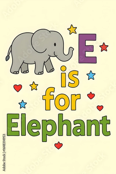 Fototapeta text, E is for Elephant,generative AI
