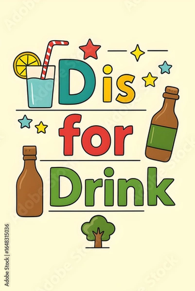 Fototapeta text, D is for Drink,generative ai