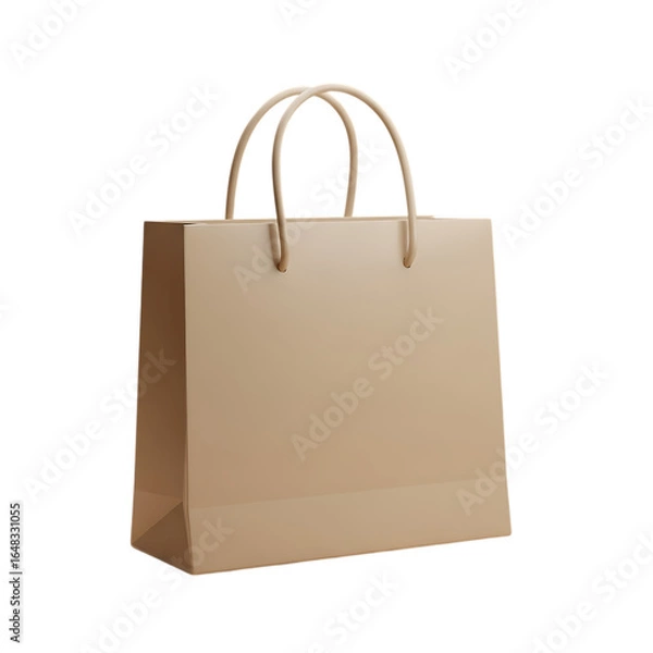 Fototapeta Elegant Beige Shopping Bag Isolated on Black Background Minimalist Design for Retail Branding and Marketing