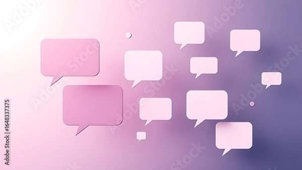Obraz Modern feedback concept with floating speech bubble shapes on a soft gradient background.