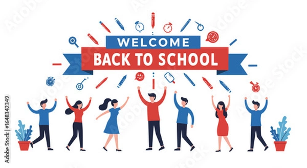 Fototapeta Welcome Back to School Vector Illustration