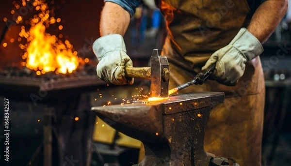 Obraz Blacksmith working hot metal