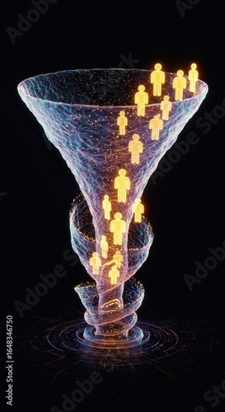 Fototapeta Data funnel visualization representing lead generation and conversion strategy execution