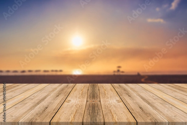 Obraz Wooden table with beach 