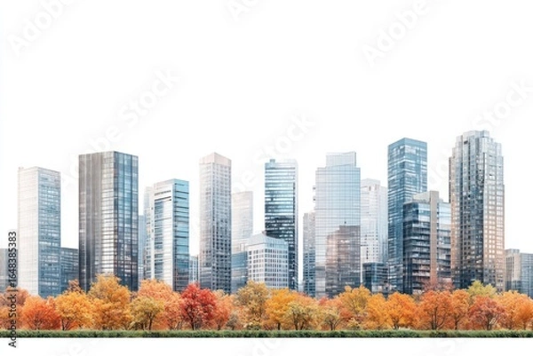 Fototapeta Realistic modern cityscape architecture buildings skyscrapers.