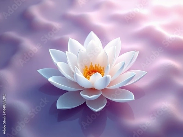 Fototapeta White Lotus Floating on a Cloud-like Pink Surface – Zen Minimalist Floral Concept
A single white lotus with golden stamens blooming peacefully on a dreamy pink background.